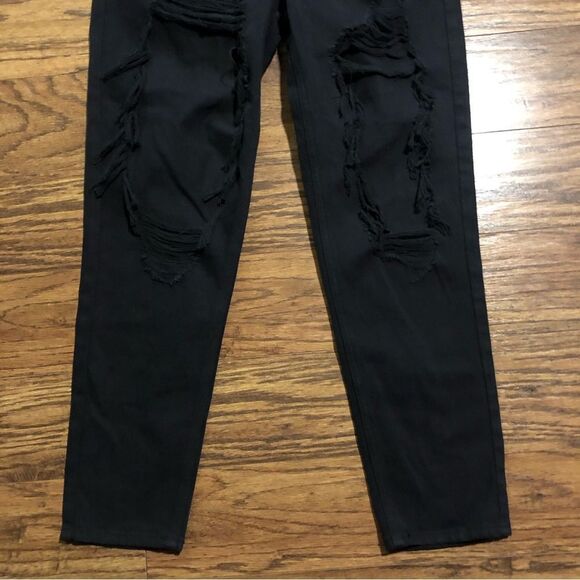 Pacsun Deep Black Distressed Ultra High Rise Slim Denim Jeans Size 26 - Picture 10 of 15